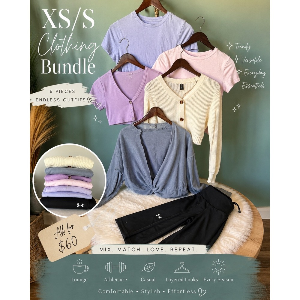 Athleisure Bundle‎ XS/S 6pc Under Armour American Eagle Shein Pastel Y2K Lounge